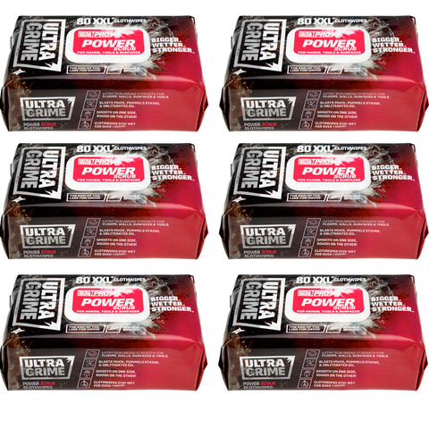 UltraGrime® Pro Box of 6 Power Scrub XXL Wipes 80 Pack 5920x6