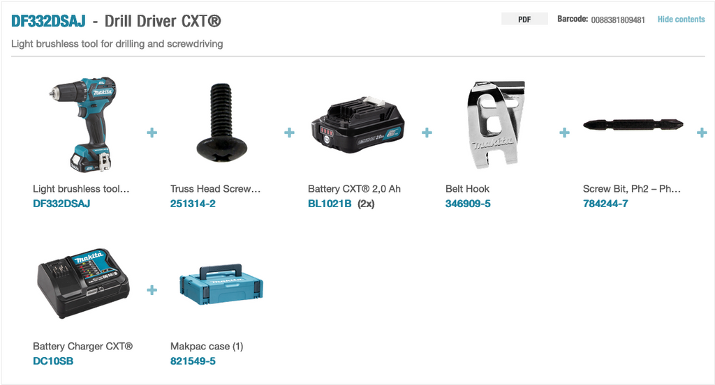 Makita 12v Max CXT Cordless Brushless Drill Driver kit Inc 2x 2.0Ah Ba ...