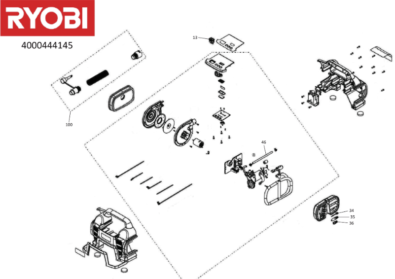 Ryobi R18I-0 18V Inflator spare parts