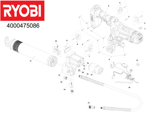 Ryobi R18GG-0 18V grease gun Spare parts