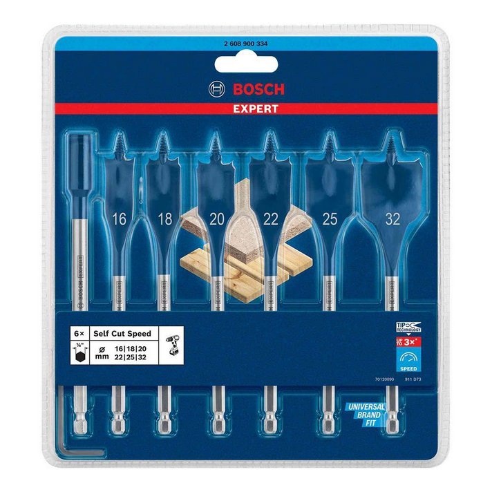 Bosch 2608900334 EXPERT Self Cut Speed Spade Drill Bit Set 16-32 mm 7pc