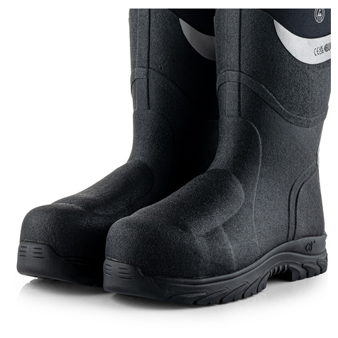 Buckbootz BBZ9000BK Buckbootz Safety Wellington, Black with Metatarsal protection