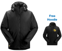 Snickers 1104 AllroundWork, Waterproof Insulated Jacket + FREE hoodie
