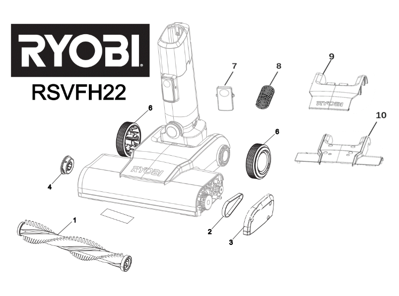Ryobi RSV18-0 18V brushed stick vac spare parts