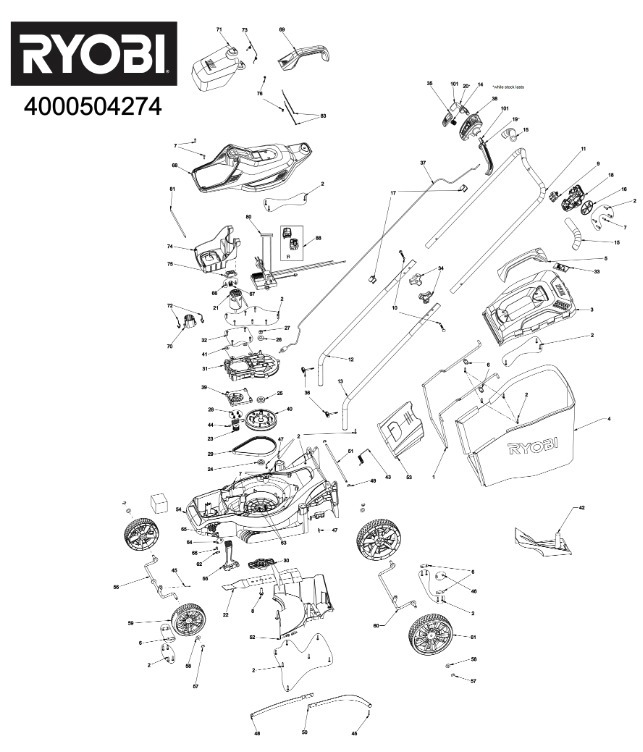 Ryobi OLM1833B 4000504274 Lawnmower Spare parts