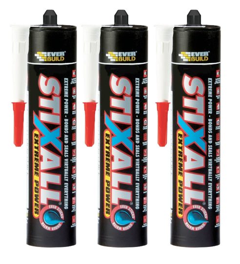 Everbuild Stixall Extreme Power Cartridge Black 290ml 483107x3 3 pack