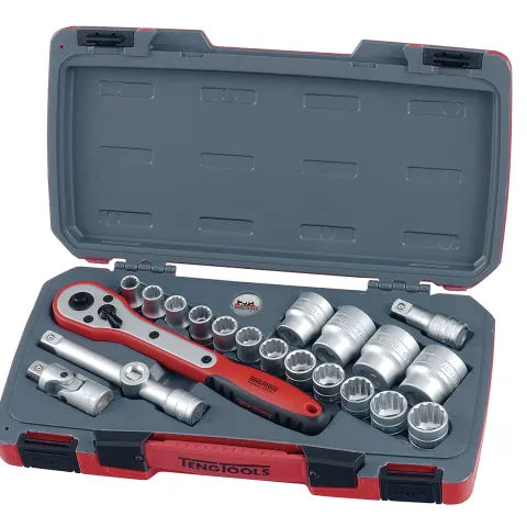 Teng Tools Socket Set of 21 Metric 1/2in Drive T1221
