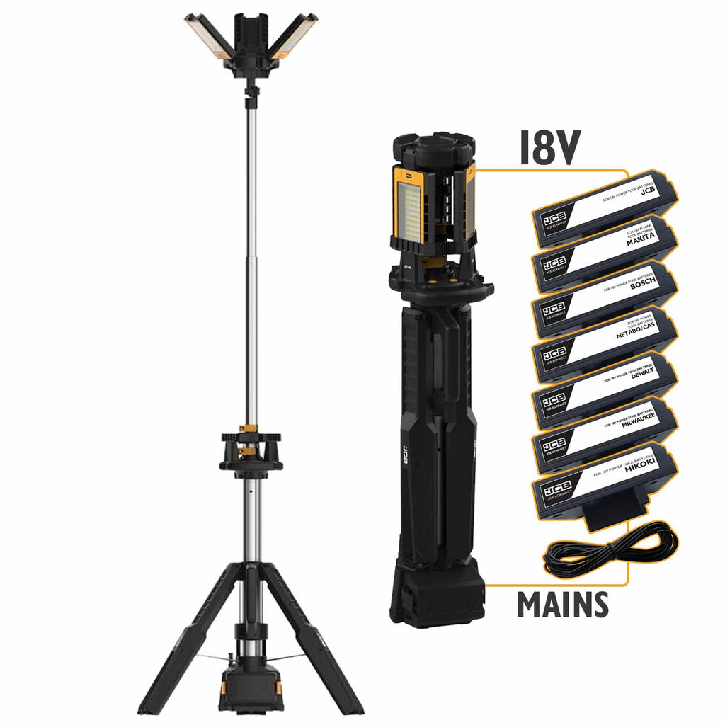 JCB tri-fold 8400 lumen tower light jcb-sl-tri-fold konnect