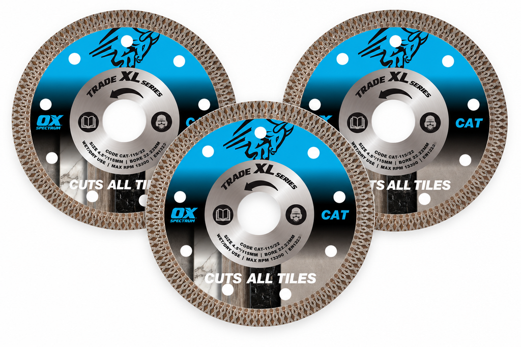 OX CAT-115/22 115mm 4.5" Trade XL Cuts All Tiles Diamond Blade - 3 PACK