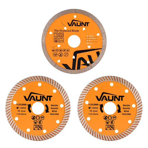 Vaunt  V1312025 General Purpose and Tile Diamond Blade Set 115mm – Pack of 3