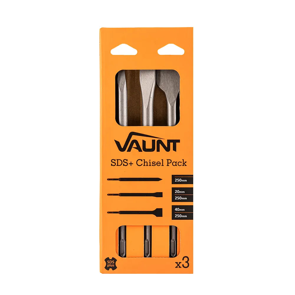 Vaunt V1329010 SDS+ Chisel Set – 3 Piece (Point, 20mm Chisel & 40mm Chisel)