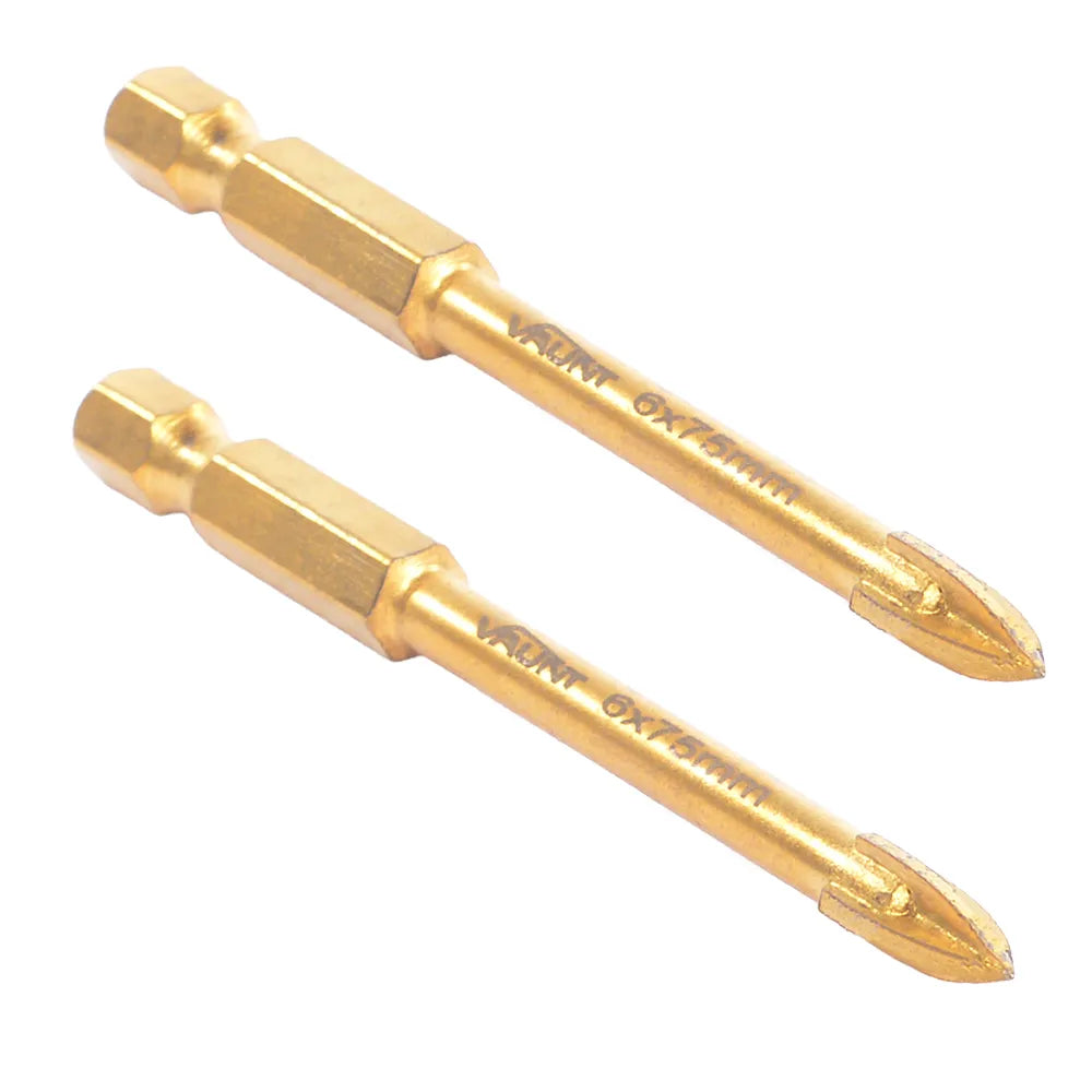 Vaunt V1332014 Tile & Glass Cross Tip Drill Bit 6.0mm × 75mm – Pack of 2