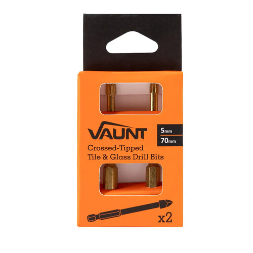 Vaunt V1332014 Tile & Glass Cross Tip Drill Bit 6.0mm × 75mm – Pack of 2