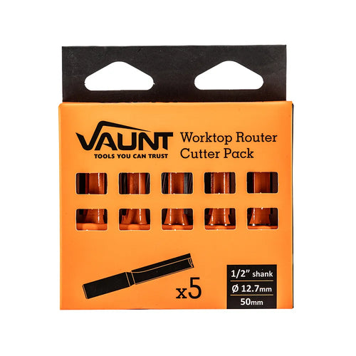 Vaunt  V1355002 Straight Router Cutter Set 1/2″ Shank – Pack of 5 (TR17 12.7mm x 50mm)