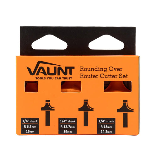 Vaunt  V1355005 Rounding Over Router Cutter Set 1/4″ Shank – 3 Piece