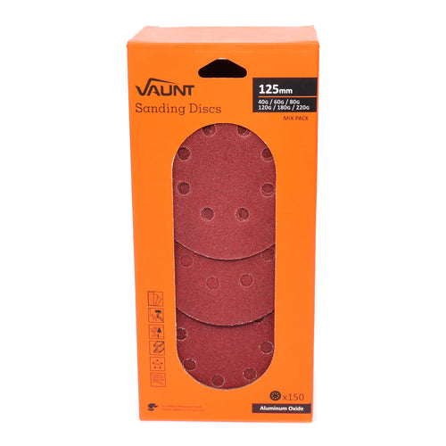 Vaunt  V1357015 150 Piece 125mm Multi-Grit Sanding Discs Bulk Pack