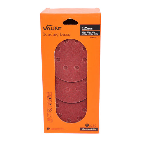 Vaunt  V1357015 150 Piece 125mm Multi-Grit Sanding Discs Bulk Pack