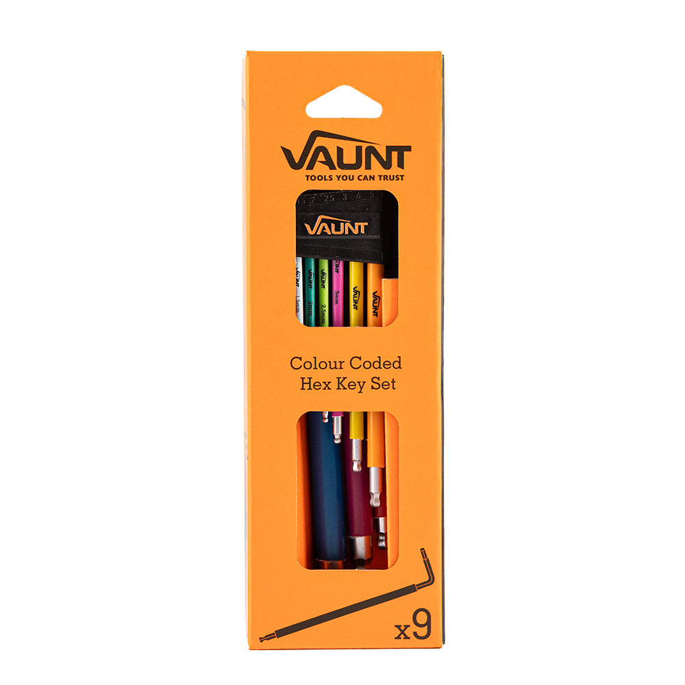 Vaunt v1422005 9 Piece Colour Coded Ball-End Hex Key Set