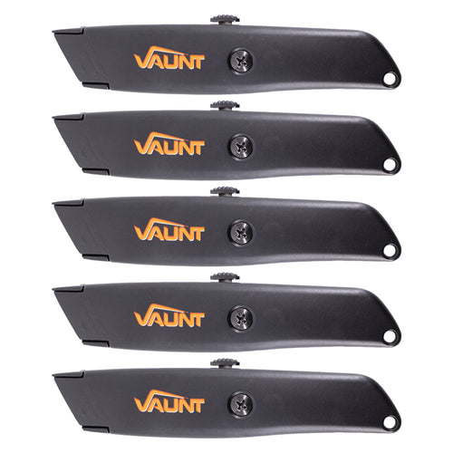 Vaunt V1423006 Black Retractable Utility Knife – Pack of 5