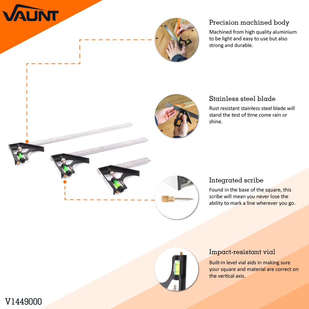 Vaunt V1449000 3 pc Combination Square Set