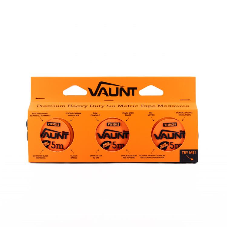 Vaunt V1456015 Premium 5m Metric Heavy Duty Tape Measure – Pack of 3