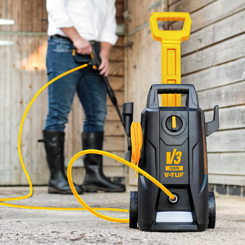 V-TUF V3 240 X2 2175psi 150Bar, 7.5L/min DIY Portable Electric Pressure Washer - HI-VIS HOSE & CABLE