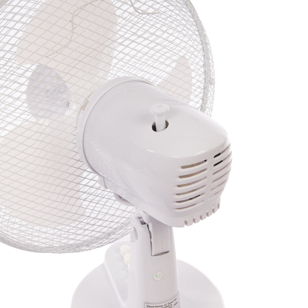 Vaunt V1709016 Home 12" White Desk Fan