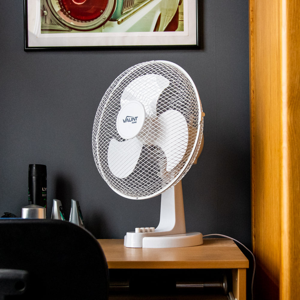 Vaunt V1709016 Home 12" White Desk Fan