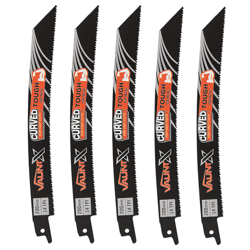 Vaunt X1353021 Vaunt X 200mm Tough Performance Curved Recip Saw Blades for Metal – 5 Pack