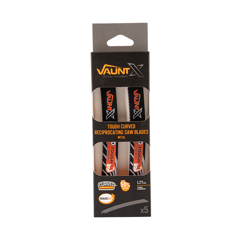 Vaunt X1353021 Vaunt X 200mm Tough Performance Curved Recip Saw Blades for Metal – 5 Pack