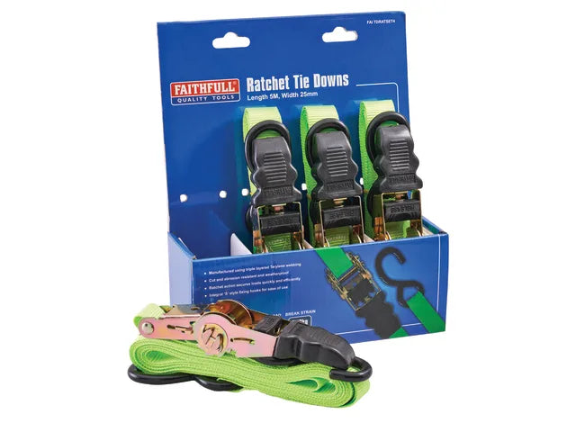 Faithfull 4 Piece Ratchet Tie Down Set XMS24RATCHET