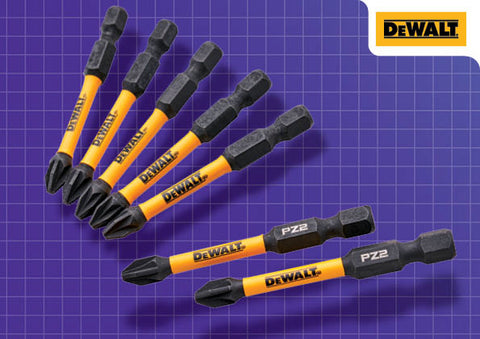 DeWALT XMS25BIT502 50mm PZ2 Impact Bit Set with DT7391T bits and 2 extra screwdriver bits for tough fastening jobs.
