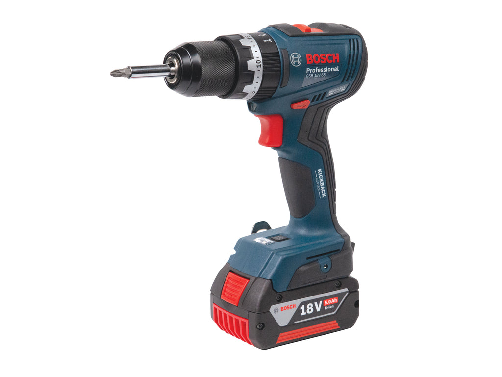 Bosch XMS25COMBIB Bosch GSB18V-55 Combi Drill 2x 4Ah