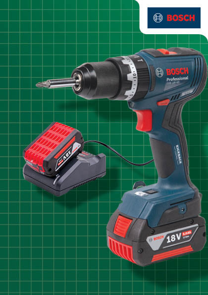 Bosch XMS25COMBIB Bosch GSB18V-55 Combi Drill 2x 4Ah