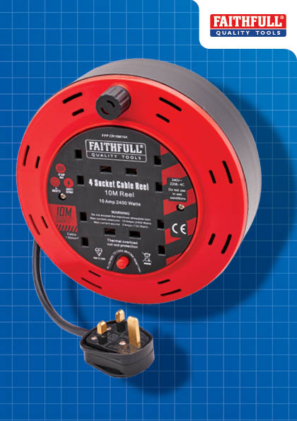 Faithfull XMS25CR10M FAI/FULL CABLE REEL 240V 10M 10A 4 SOCKET