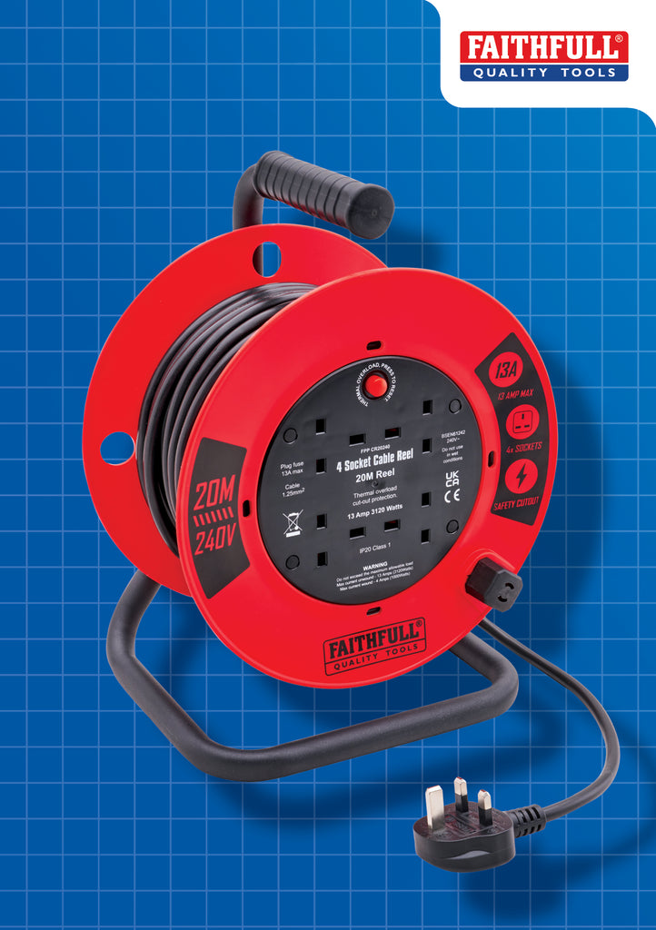 Faithfull XMS25CR20M FAI/FULL CABLE REEL 240V 20M 13A 1.25MM CABLE