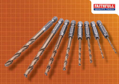 Faithfull XMS25DRILL8 FAI/FULL Q/C HSS 7 EDGE IMPACT BIT 8PC SET 2-8MM