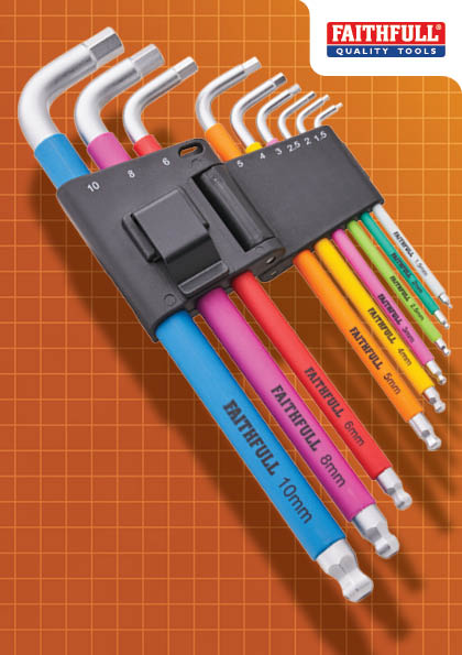 Faithfull XMS25HEXKEY FAI/FULL HEX KEY SET MULTICOLOURED (9PC) METRIC