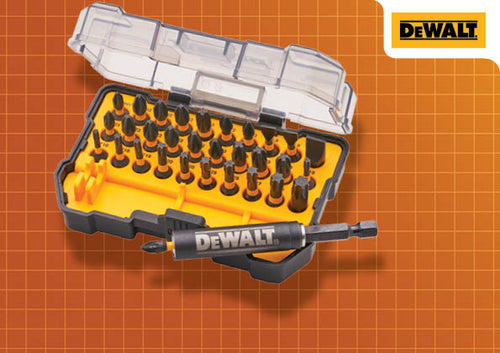 DeWalt 32-piece FlexTorq impact bit set in Tough Case+ with long-life Phillips, Pozidriv, slotted and Torx bits.