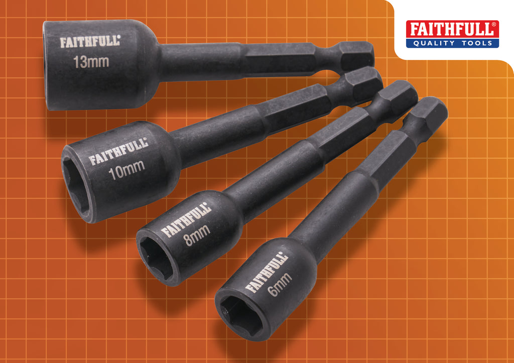 Faithfull XMS25NUTD4 FAI/FULL 4PC IMPACT NUT DRIVER SET (6/8/10/13mm)