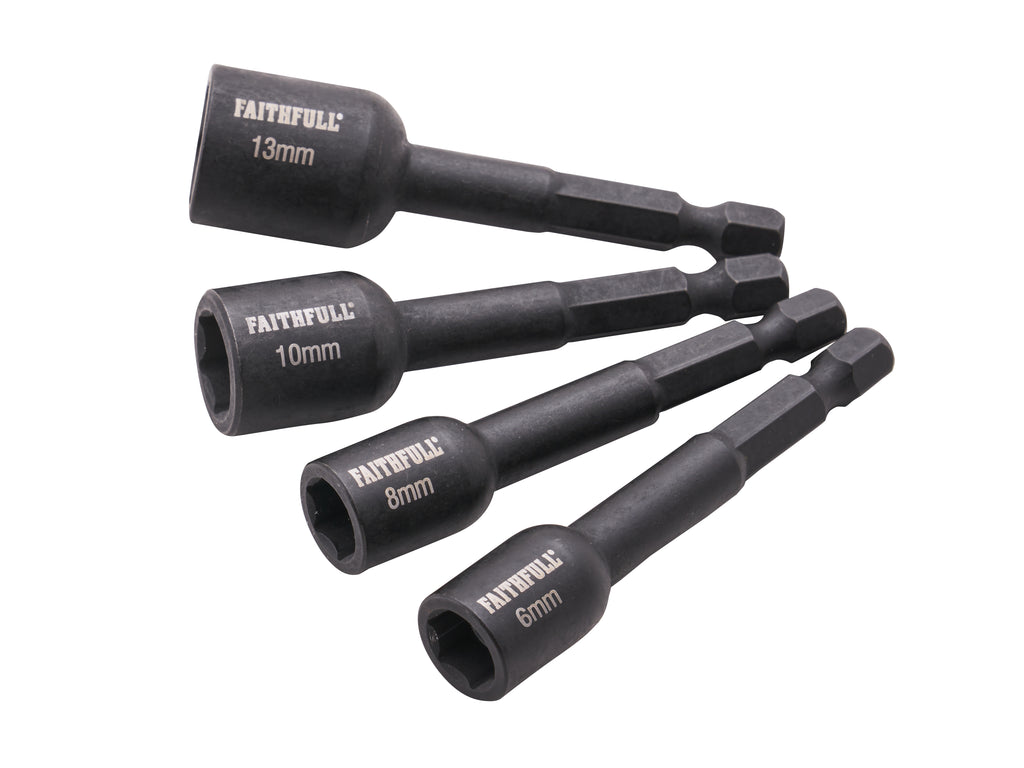 Faithfull XMS25NUTD4 FAI/FULL 4PC IMPACT NUT DRIVER SET (6/8/10/13mm)