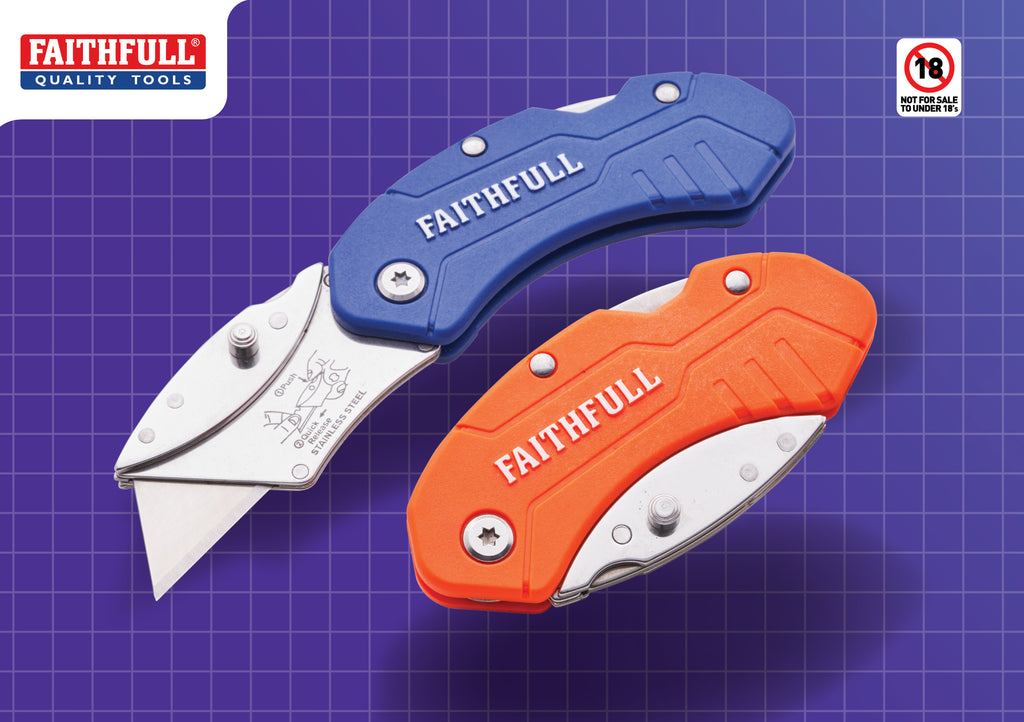 Faithfull XMS25UTILHV UTILITY FOLDING KNIFE WITH BLADE LOCK (NYLON) 3DC