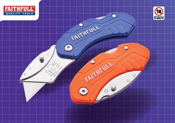 Faithfull XMS25UTILHV UTILITY FOLDING KNIFE WITH BLADE LOCK (NYLON) 3DC