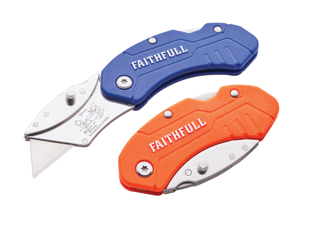 Faithfull XMS25UTILHV UTILITY FOLDING KNIFE WITH BLADE LOCK (NYLON) 3DC