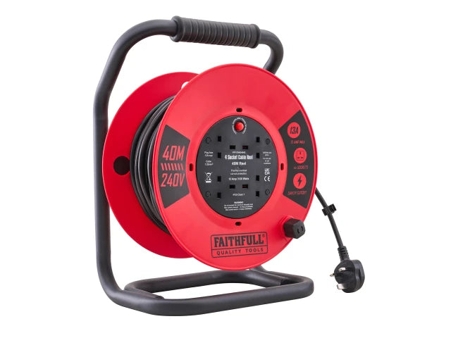 Faithfull XMS26CR40M 40m Heavy Duty Cable Reel