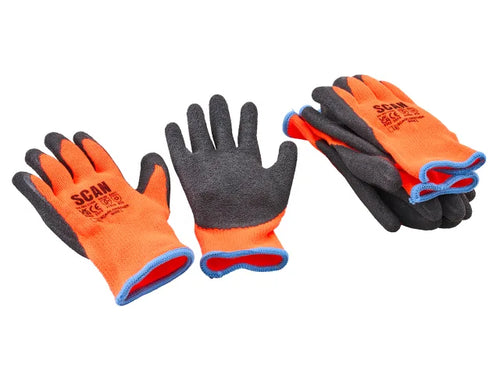Scan XMS26GLTH3 Thermal Latex Dipped Gloves (3 Pairs) Large