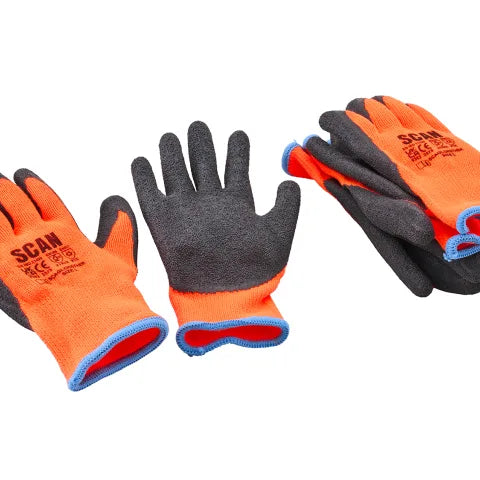 Scan XMS26GLTH3 Thermal Latex Dipped Gloves (3 Pairs) Large