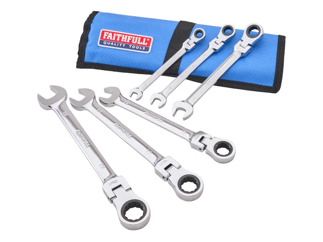 Faithfull XMS26SPANNER 6 Piece Ratcheting Combination Spanner Set
