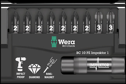 WERA 05057684001 BITCHECK 10 PZ IMPAKTOR 1 PZ IMP DC 10PC