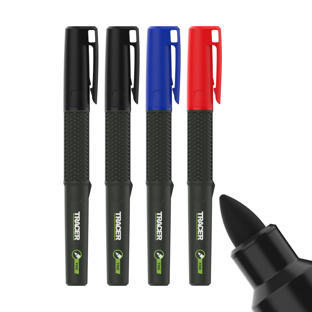 Tracer TPMFK1 2.0 Fine Tip Permanent Marker - 4pc Black, Black, Red, Blue